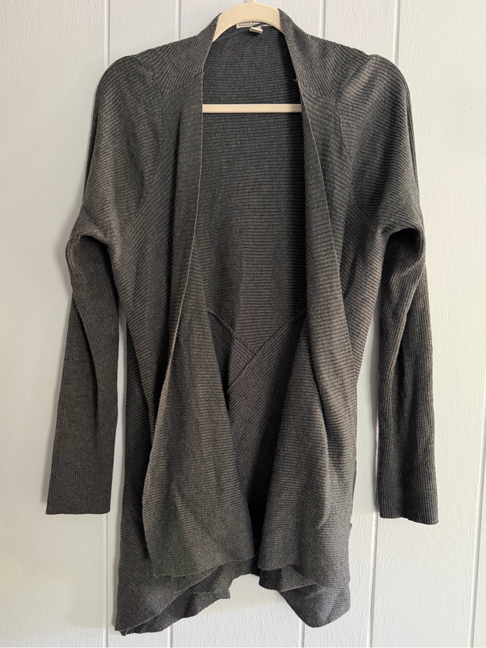 Dana Buchman Charcoal Open-Front Draped Cardigan